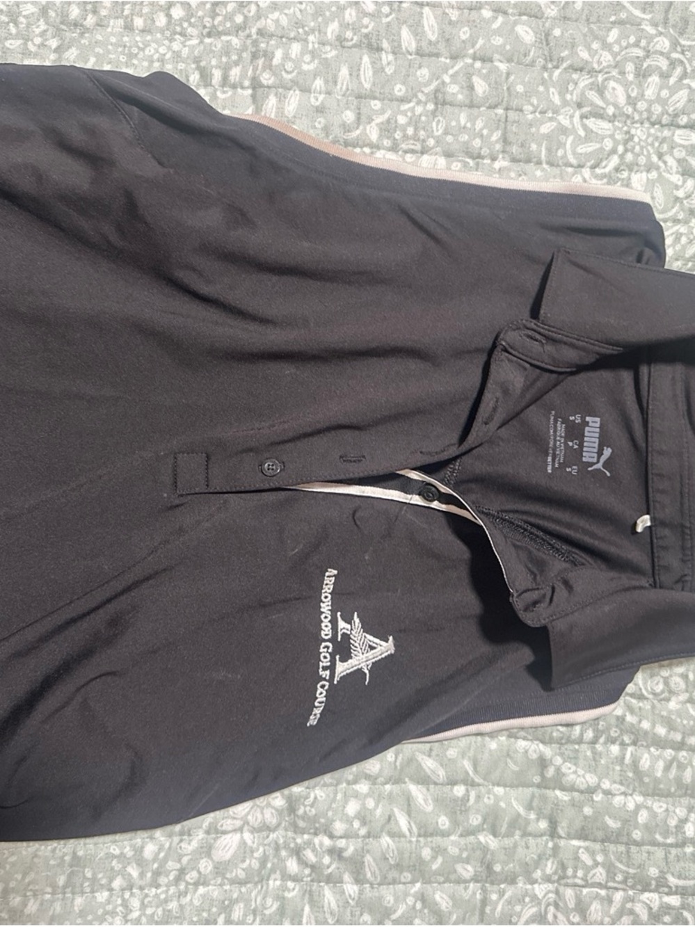 Puma Black Polo with White Arrowood Golf Course Embroidery